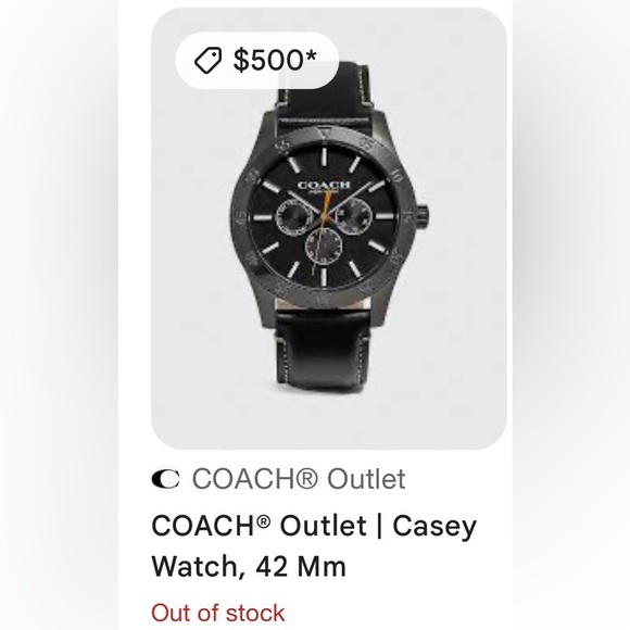 Coach Black Dial Watch with Leather Strap